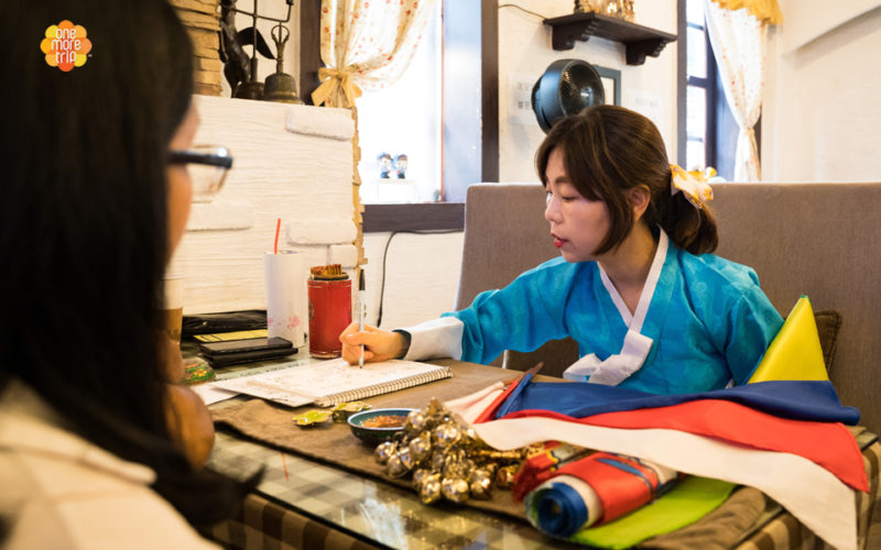 Korean fortune teller writing